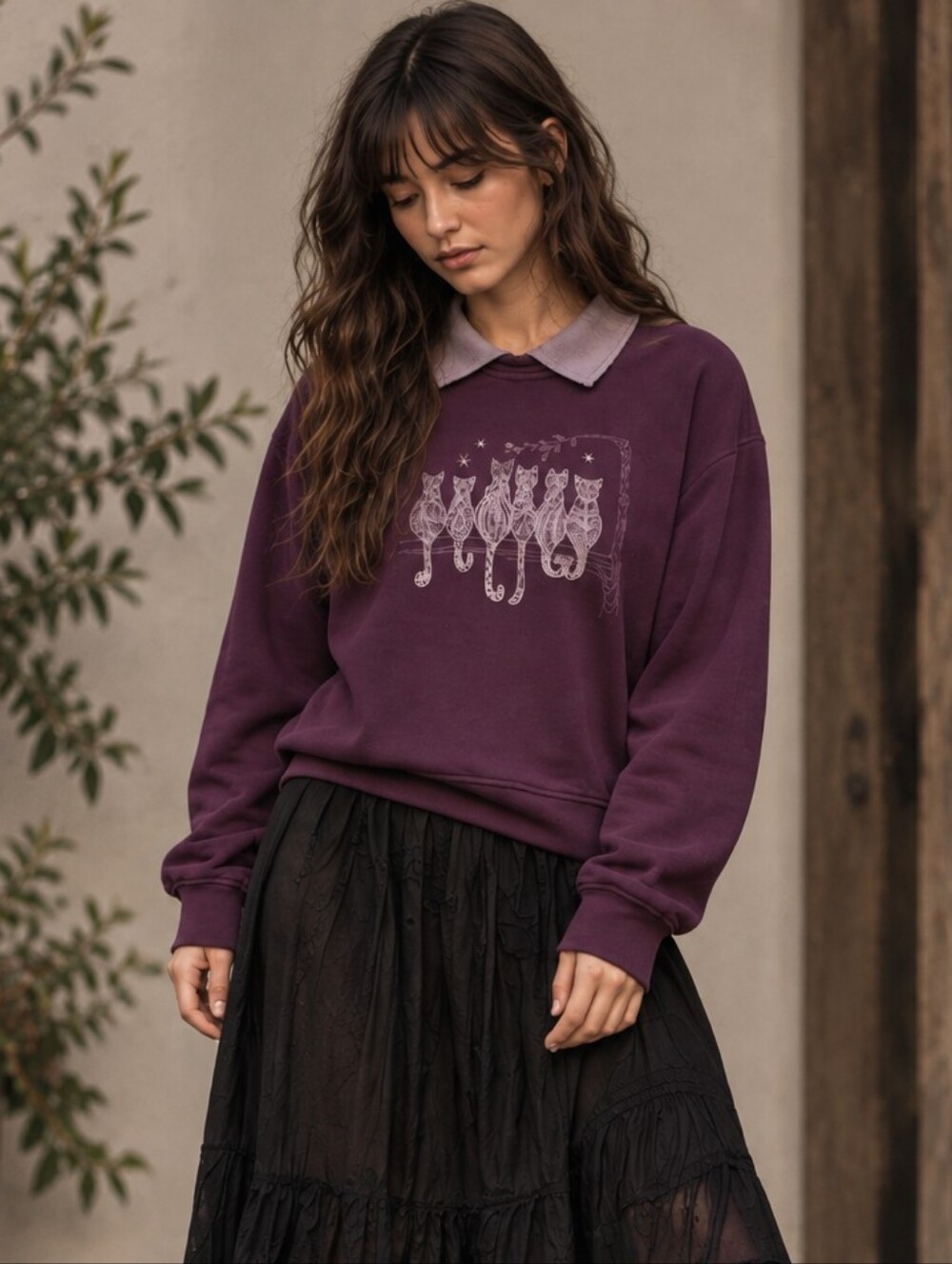 Vintage 90s Northern Reflections Sweatshirt Cats Collared S Whimsigoth Soft Girl